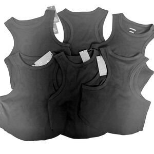 Wild Fable Womens Black Ribbed Racerback Crop Tank Top Size Medium